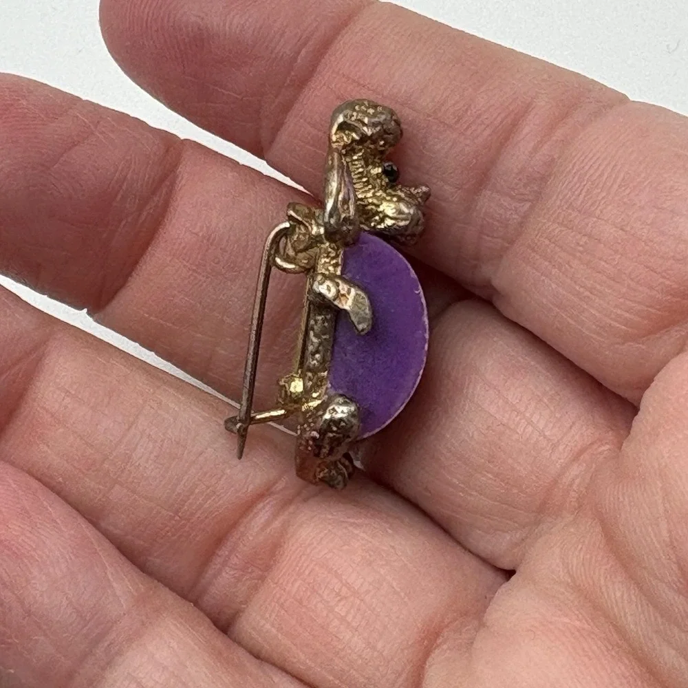 Vintage Dog Brooches Pins Lucite Purple Poodles